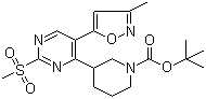 3-[5-(3-甲基-5-异恶唑基)-2-(甲磺酰基)-4-嘧啶基]-1-哌啶羧酸叔丁酯分子结构 (CAS 1017793-03-1)