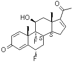 (6alpha,11beta)-6,9-二氟-11-羟基孕甾-1,4,16-三烯-3,20-二酮分子结构 (CAS 1027011-66-0)