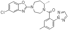 5-氯-2-[(5S)-5-甲基-4-[5-甲基-2-(2H-1,2,3-三唑-2-基)苯甲酰基]-1,4-二氮杂环庚烷-1-基]-1,3-苯并恶唑分子结构 (CAS 1030377-80-0)