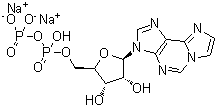 3-[5-O-[羟基(磷酰氧基)亚膦酰]-beta-D-呋喃核糖基]-3H-咪唑并[2,1-i]嘌呤二钠盐分子结构 (CAS 103213-52-1)
