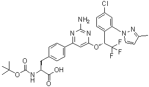 4-[2-氨基-6-[(1R)-1-[4-氯-2-(3-甲基-1H-吡唑-1-基)苯基]-2,2,2-三氟乙氧基]-4-嘧啶基]-N-[(1,1-二甲基乙氧基)羰基]-L-苯丙氨酸分子结构 (CAS 1033805-27-4)