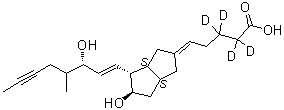 (5E)-5-[(3aS,4R,5R,6aS)-六氢-5-羟基-4-[(1E,3S)-3-羟基-4-甲基-1-辛烯-6-炔-1-基]-2(1H)-并环戊二烯亚基]戊酸-2,2,3,3-d<sub>4</sub>分子结构 (CAS 1035094-10-0)