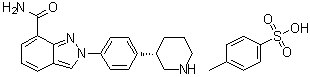 (3S)-3-[4-[7-(氨基羰基)-2H-吲唑-2-基]苯基]哌啶对甲苯磺酸盐分子结构 (CAS 1038915-73-9)