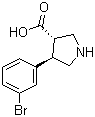 (3S,4R)-4-(3-溴苯基)吡咯烷-3-羧酸分子结构 (CAS 1047651-74-0)