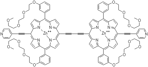 二(4-吡啶乙炔基)双[3-[2-[2-(2-甲氧乙氧基)乙氧基]乙氧基]苯基]卟吩乙炔二聚体锌盐分子结构 (CAS 1051971-75-5)