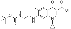 1-Cyclopropyl-7-[[2-[[(1,1-dimethylethoxy)carbonyl]amino]ethyl]amino]-6-fluoro-1,4-dihydro-4-oxo-3-quinolinecarboxylic acid molecular structure (CAS 105589-00-2)