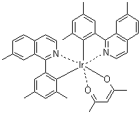 二[2,4-二甲基-6-(7-甲基-1-异喹啉基)苯基](2,4-戊二酮)铱分子结构 (CAS 1056875-79-6)