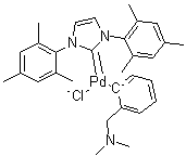 Chloro(1,3-dimesitylimidazol-2-ylidene)(N,N-dimethylbenzylamine)palladium(II) molecular structure (CAS 1058661-78-1)