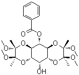 1,6-O-[(1R,2R)-1,2-Dimethoxy-1,2-dimethyl-1,2-ethanediyl]-3,4-O-[(1S,2S)-1,2-dimethoxy-1,2-dimethyl-1,2-ethanediyl]-myo-inositol 5-benzoate molecular structure (CAS 1068088-78-7)