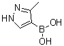 (3-甲基-1H-吡唑-4-基)硼酸分子结构 (CAS 1071455-14-5)