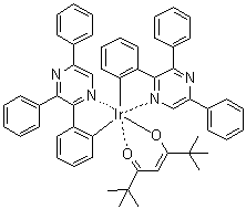 二[2-(3,5-二苯基-2-吡嗪基)苯基](2,2,6,6-四甲基-3,5-庚二酮)铱分子结构 (CAS 1082423-02-6)