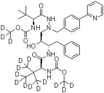 (3S,8S,9S,12S)-3-(1,1-Dimethylethyl)-12-[1,1-di(methyl-d3)ethyl-2,2,2-d3]-8-hydroxy-4,11-dioxo-9-(phenylmethyl)-6-[[4-(2-pyridinyl)phenyl]methyl]-2,5,6,10,13-pentaazatetradecanedioic acid 1,14-di(methyl-d3) ester molecular structure (CAS 1092540-56-1)