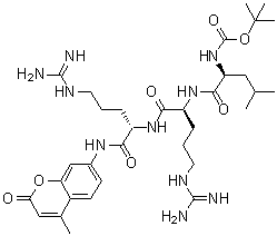 N-[叔丁氧羰基]-L-亮氨酰-L-精氨酰-N-(4-甲基-2-氧代-2H-1-苯并吡喃-7-基)-L-精氨酰胺分子结构 (CAS 109358-46-5)