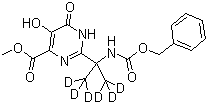 Methyl 2-[2-(benzyloxycarbonylamino)-(1,3-D6-propan)-2-yl]-5-hydroxy-6-oxo-1,6-dihydropyrimidine-4-carboxylate molecular structure (CAS 1100750-73-9)