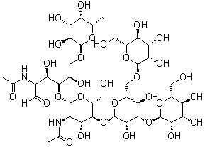 O-6-Deoxy-alpha-L-galactopyranosyl-(1→6)-O-[O-alpha-D-mannopyranosyl-(1→3)-O-[alpha-D-mannopyranosyl-(1→6)]-O-beta-D-mannopyranosyl-(1→4)-2-(acetylamino)-2-deoxy-beta-D-glucopyranosyl-(1→4)]-2-(acetylamino)-2-deoxy-D-glucose molecular structure (CAS 110387-51-4)