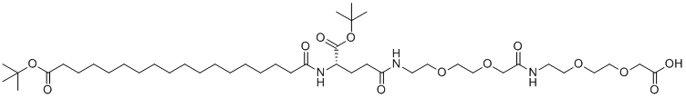 (S)-22-(叔-丁氧羰基)-43,43-二甲基-10,19,24,41-四氧代-3,6,12,15,42-五氧杂-9,18,23-三氮杂四十四酸分子结构 (CAS 1118767-16-0)