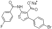 4-(4-溴苯基)-2-[(4-氟苯甲酰基)氨基]噻吩-3-羧酸钠盐分子结构 (CAS 1133104-47-8)