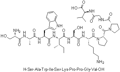 L-丝氨酰-L-丙氨酰-L-色氨酰-L-异亮氨酰-L-丝氨酰-L-赖氨酰-L-脯氨酰-L-脯氨酰甘氨酰-L-缬氨酸分子结构 (CAS 1146952-96-6)