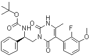 N-[(1R)-2-[5-(2-Fluoro-3-methoxyphenyl)-3,6-dihydro-4-methyl-2,6-dioxo-1(2H)-pyrimidinyl]-1-phenylethyl]carbamic acid 1,1-dimethylethyl ester molecular structure (CAS 1150560-42-1)