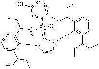 (SP-4-1)-[1,3-双[2,6-双(1-乙基丙基)苯基]-1,3-二氢-2H-咪唑-2-亚基]二氯(3-氯吡啶)钯分子结构 (CAS 1158652-41-5)