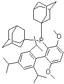 [3,6-Dimethoxy-2',4',6'-tris(1-methylethyl)[1,1'-biphenyl]-2-yl]bis(tricyclo[3.3.1.1(3,7)]dec-1-yl)phosphine molecular structure (CAS 1160861-59-5)