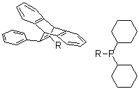 二环己基(9,10-二氢-12-苯基-9,10-乙烯桥蒽-11-基)膦分子结构 (CAS 1166994-77-9)