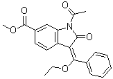1-Acetyl-3-(ethoxyphenylmethylene)-2,3-dihydro-2-oxo-1H-indole-6-carboxylic acid methyl ester molecular structure (CAS 1175365-43-1)