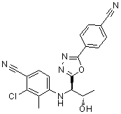 2-氯-4-[[(1R,2S)-1-[5-(4-氰基苯基)-1,3,4-恶二唑-2-基]-2-羟基丙基]氨基]-3-甲基苯甲腈分子结构 (CAS 1182367-47-0)