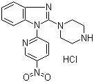 1-(5-硝基-2-吡啶基)-2-(1-哌嗪基)-1H-苯并咪唑盐酸盐分子结构 (CAS 1185313-05-6)