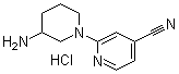 2-(3-氨基-1-哌啶基)-4-吡啶甲腈盐酸盐分子结构 (CAS 1185316-29-3)