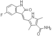 5-[(Z)-(5-氟-1,2-二氢-2-氧代-3H-吲哚-3-亚基)甲基]-2,4-二甲基-1H-吡咯-3-甲酰胺分子结构 (CAS 1186651-51-3)