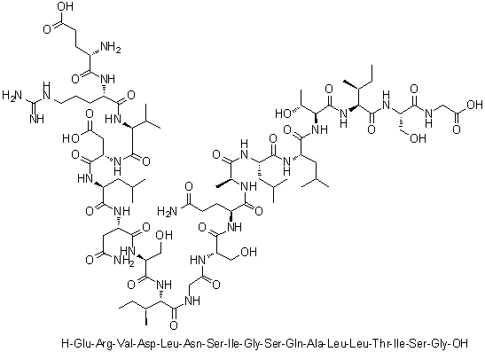 L-alpha-谷氨酰-L-精氨酰-L-缬氨酰-L-alpha-天冬氨酰-L-亮氨酰-L-天冬氨酰胺酰-L-丝氨酰-L-异亮氨酰甘氨酰-L-丝氨酰-L-谷氨酰胺酰-L-丙氨酰-L-亮氨酰-L-亮氨酰-L-苏氨酰-L-异亮氨酰-L-丝氨酰-甘氨酸分子结构 (CAS 1188512-78-8)
