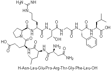 L-天冬氨酰胺酰-L-亮氨酰-L-alpha-谷氨酰-L-脯氨酰-L-精氨酰-L-苏氨酰甘氨酰-L-苯丙氨酰-L-亮氨酸分子结构 (CAS 1188512-88-0)