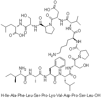 L-异亮氨酰-L-丙氨酰-L-苯丙氨酰-L-亮氨酰-L-丝氨酰-L-脯氨酰-L-赖氨酰-L-缬氨酰-L-alpha-天冬氨酰-L-脯氨酰-L-丝氨酰-L-亮氨酸分子结构 (CAS 1188513-00-9)