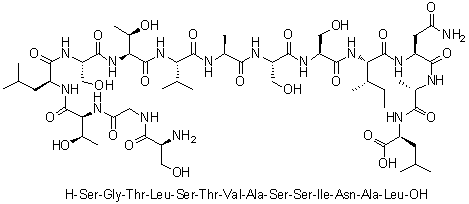 L-丝氨酰甘氨酰-L-苏氨酰-L-亮氨酰-L-丝氨酰-L-苏氨酰-L-缬氨酰-L-丙氨酰-L-丝氨酰-L-丝氨酰-L-异亮氨酰-L-天冬氨酰胺酰-L-丙氨酰-L-亮氨酸分子结构 (CAS 1188513-03-2)