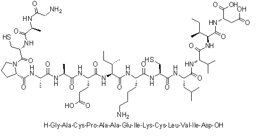 Glycyl-L-alanyl-L-cysteinyl-L-prolyl-L-alanyl-L-alanyl-L-alpha-glutamyl-L-isoleucyl-L-lysyl-L-cysteinyl-L-leucyl-L-valyl-L-isoleucyl-L-aspartic acid molecular structure (CAS 1188513-09-8)
