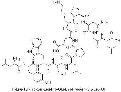 L-Leucyl-L-tyrosyl-L-tryptophyl-L-seryl-L-leucyl-L-prolyl-L-alpha-glutamyl-L-lysyl-L-prolyl-L-asparaginylglycyl-L-leucine molecular structure (CAS 1188513-23-6)