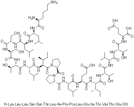 L-Lysyl-L-leucyl-L-leucyl-L-seryl-L-seryl-L-threonyl-L-leucyl-L-isoleucyl-L-prolyl-L-prolyl-L-leucyl-L-alpha-glutamyl-L-isoleucyl-L-threonyl-L-valyl-L-threonyl-L-glutamic acid molecular structure (CAS 1188513-38-3)