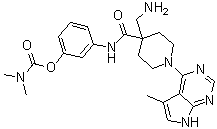 N,N-二甲基氨基甲酸 3-[[[4-(氨基甲基)-1-(5-甲基-7H-吡咯并[2,3-d]嘧啶-4-基)-4-哌啶基]羰基]氨基]苯基酯分子结构 (CAS 1192189-69-7)