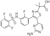5-(2-Amino-4-pyrimidinyl)-4-[3-[[(2,6-difluorophenyl)sulfonyl]amino]-2-fluorophenyl]-alpha,alpha-dimethyl-2-thiazoleacetic acid molecular structure (CAS 1195873-54-1)