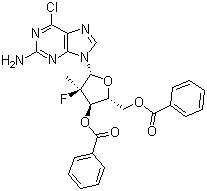 6-氯-9-[(2R)-3,5-二-O-苯甲酰基-2-脱氧-2-氟-2-甲基-beta-D-赤式五呋喃糖基]-9H-嘌呤-2-胺分子结构 (CAS 1199809-26-1)