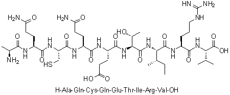 L-丙氨酰-L-谷氨酰胺酰-L-半胱氨酰-L-谷氨酰胺酰-L-alpha-谷氨酰-L-苏氨酰-L-异亮氨酰-L-精氨酰-L-缬氨酸分子结构 (CAS 1202039-55-1)