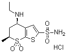 顺式-4-(乙基氨基)-5,6-二氢-6-甲基-4H-噻吩并[2,3-b]噻喃-2-磺酰胺 7,7-二氧化物单盐酸盐分子结构 (CAS 120279-37-0)