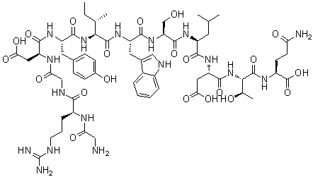 甘氨酰-L-精氨酰甘氨酰-L-alpha-天冬氨酰-L-酪氨酰-L-异亮氨酰-L-色氨酰-L-丝氨酰-L-亮氨酰-L-alpha-天冬氨酰-L-苏氨酰-L-谷氨酰胺分子结构 (CAS 1206525-47-4)