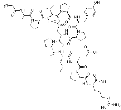 甘氨酰-L-丙氨酰-L-脯氨酰-L-缬氨酰-L-脯氨酰-L-酪氨酰-L-脯氨酰-L-alpha-天冬氨酰-L-脯氨酰-L-亮氨酰-L-alpha-谷氨酰-L-脯氨酰-L-精氨酸分子结构 (CAS 120944-72-1)
