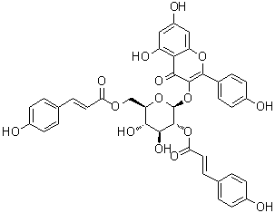 山柰酚-3-O-(2,6-二-O-反式-对香豆酰基)-beta-D-吡喃葡萄糖苷分子结构 (CAS 121651-61-4)