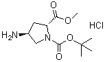 (2R,4S)-4-氨基-1-(叔丁氧羰基)吡咯烷-2-羧酸甲酯盐酸盐分子结构 (CAS 1217446-43-9)