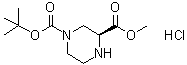 (3S)-1,3-哌嗪二甲酸 1-叔丁酯 3-甲酯盐酸盐分子结构 (CAS 1217702-80-1)