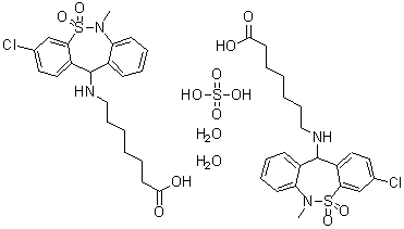 7-[(3-Chloro-6,11-dihydro-6-methyl-5,5-dioxidodibenzo[c,f][1,2]thiazepin-11-yl)amino]heptanoic acid sulfate hydrate (2:1:2) molecular structure (CAS 1224690-84-9)
