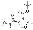 (S)-4-(甲氧基(甲基)氨基甲酰基)-2,2-二甲基恶唑烷-3-羧酸叔丁酯分子结构 (CAS 122709-21-1)